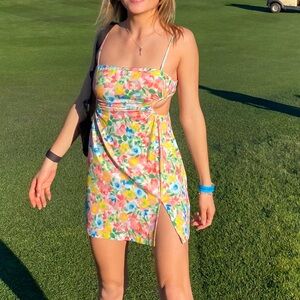 Beginning Boutique Floral Mini Dress w Cutouts